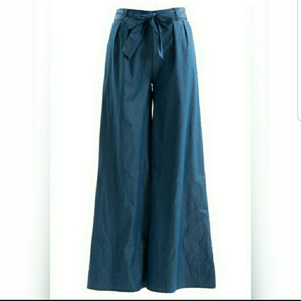 🤤Wide leg denim palazzo pants!